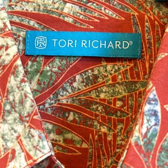 Tori Richard  Rust, Green and Cream Tropical Palms Button Down Shirt Men’s Large - Picture 5 of 9